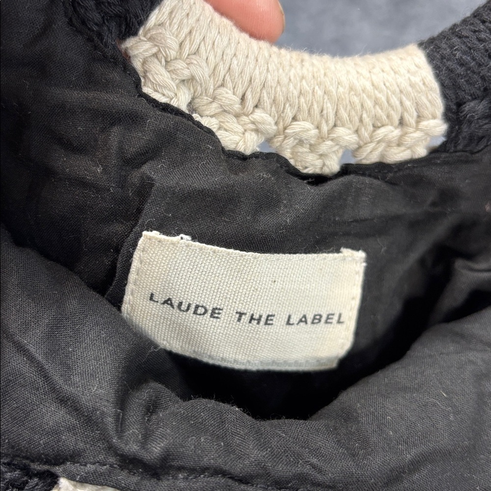 Curateur X Laude The Label Crochet Handbag Wood Handles Black Cream Purse — image 8 of 8